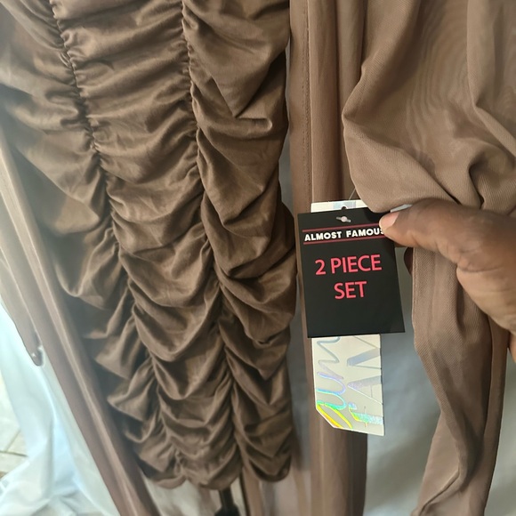 Almost Famous Tan Ruched Two-Piece Set - Picture 2 of 4